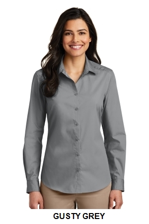 Port Authority Ladies Long Sleeve Carefree Poplin Shirt.  PORT A.  LW100